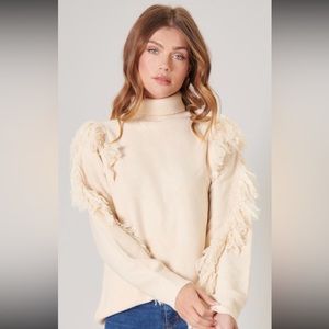 Fringe turtleneck sweater